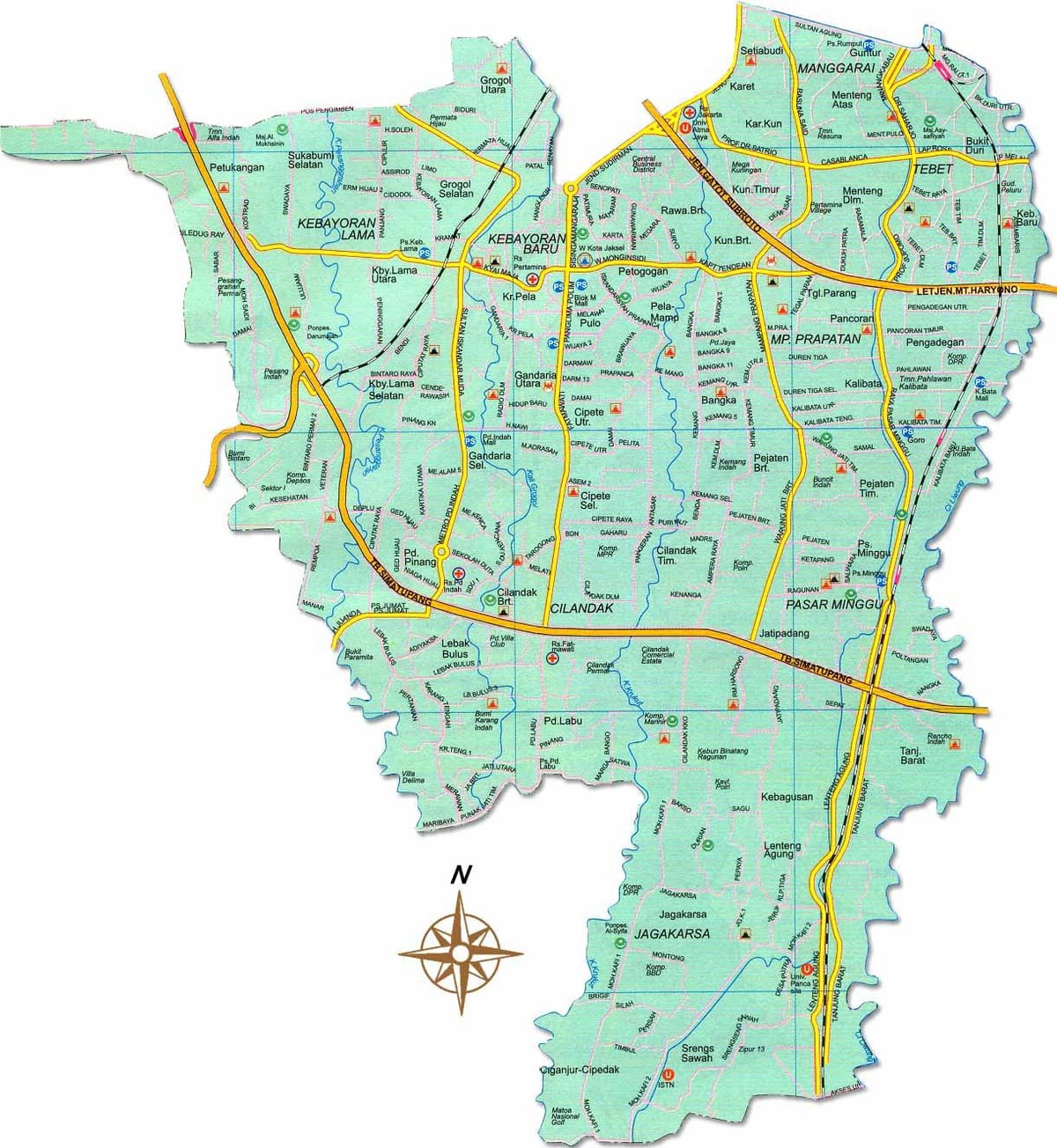 žemėlapis Džakarta selatan