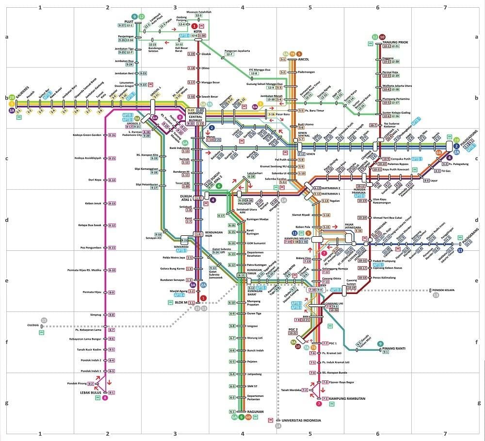žemėlapis trans-Džakarta