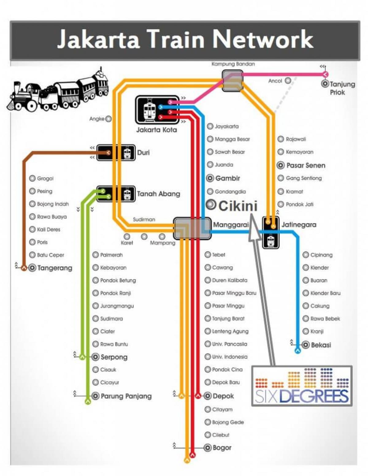 Džakarta geležinkelių žemėlapis