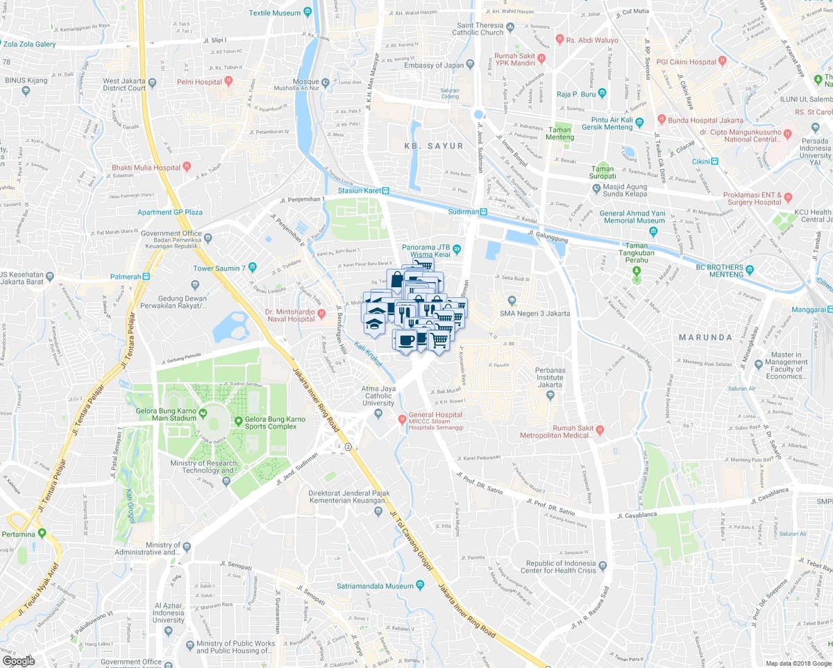 sudirman Džakarta žemėlapyje