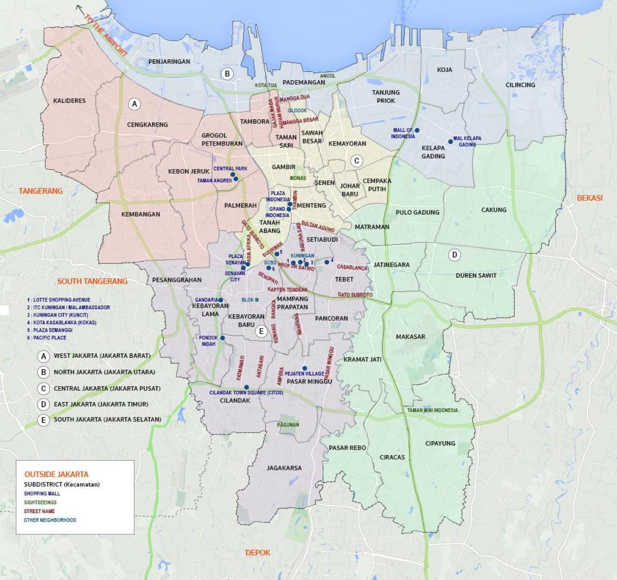 žemėlapis vakarų Džakarta