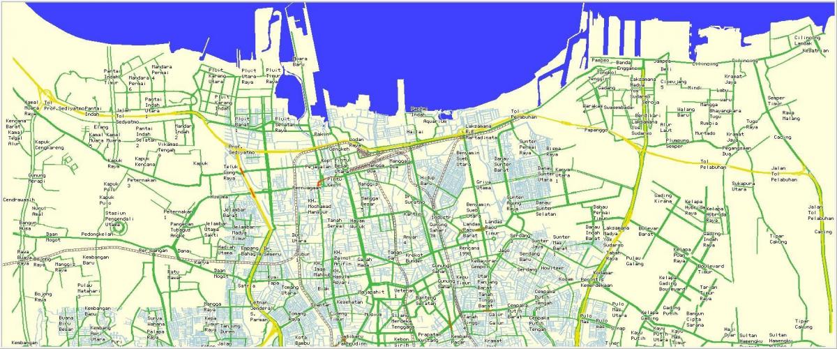 žemėlapis šiaurės Džakarta