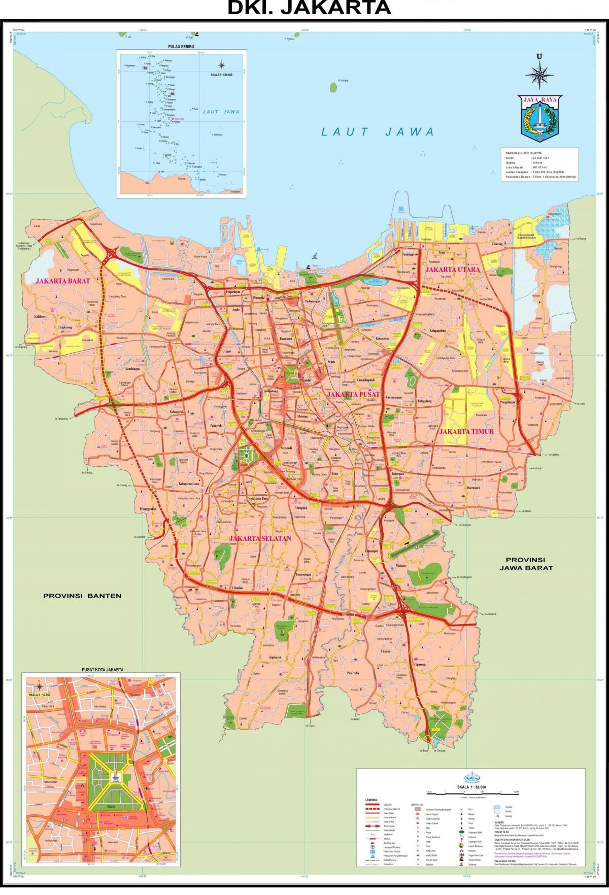centrinė Džakarta žemėlapyje
