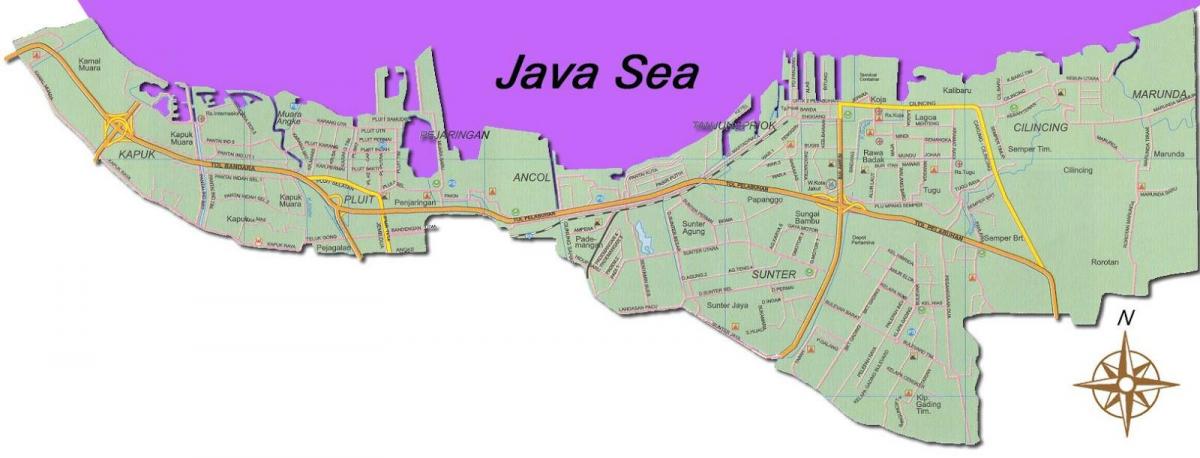 Džakarta utara žemėlapyje